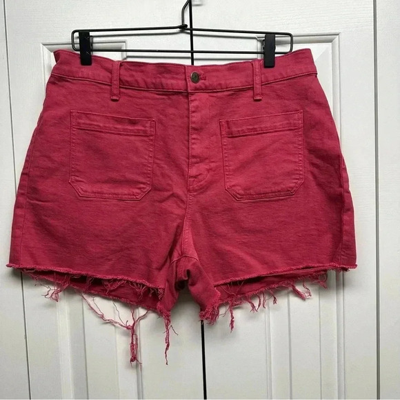 Madewell High-Rise Denim Shorts Garment-Dyed Edition in Red Women's Size 31 - Picture 1 of 7